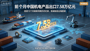 前 5 个月我国机电产品出口 7.58 万亿元 连续 15 个月创新高 AI 产业链与高端装备拉动外贸增