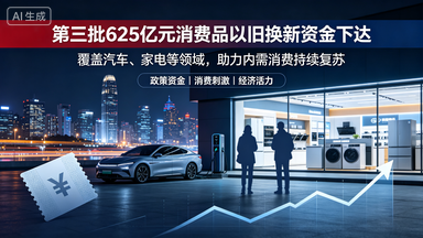 第三批 625 亿元消费品以旧换新资金下达 2026 新能源汽车下乡开启 155 款车型入选