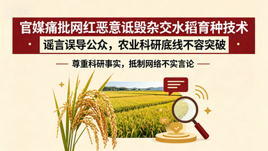 200 万粉网红诋毁袁隆平杂交水稻育种技术被无限期封禁 官媒痛批伪科学误导大众