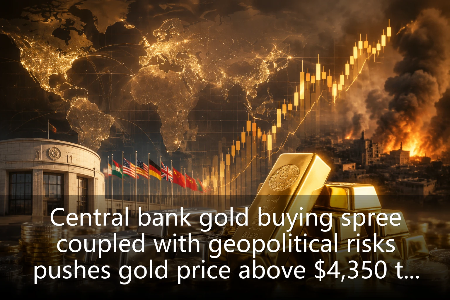 Central bank gold buying spree coupled with geopolitical risks pushes gold price above $4,350 to record high