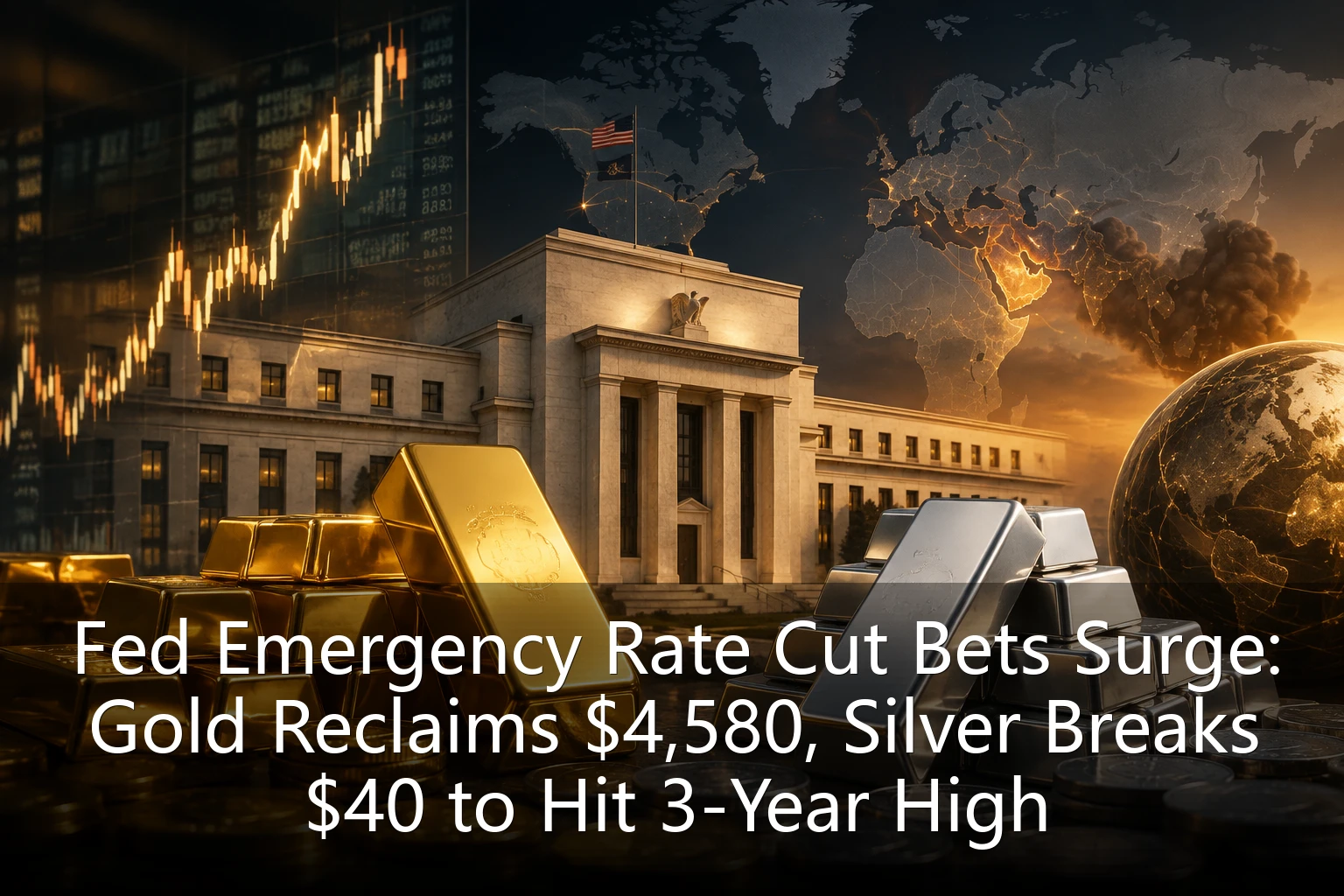 Fed Emergency Rate Cut Bets Surge: Gold Reclaims $4,580, Silver Breaks $40 to Hit 3-Year High