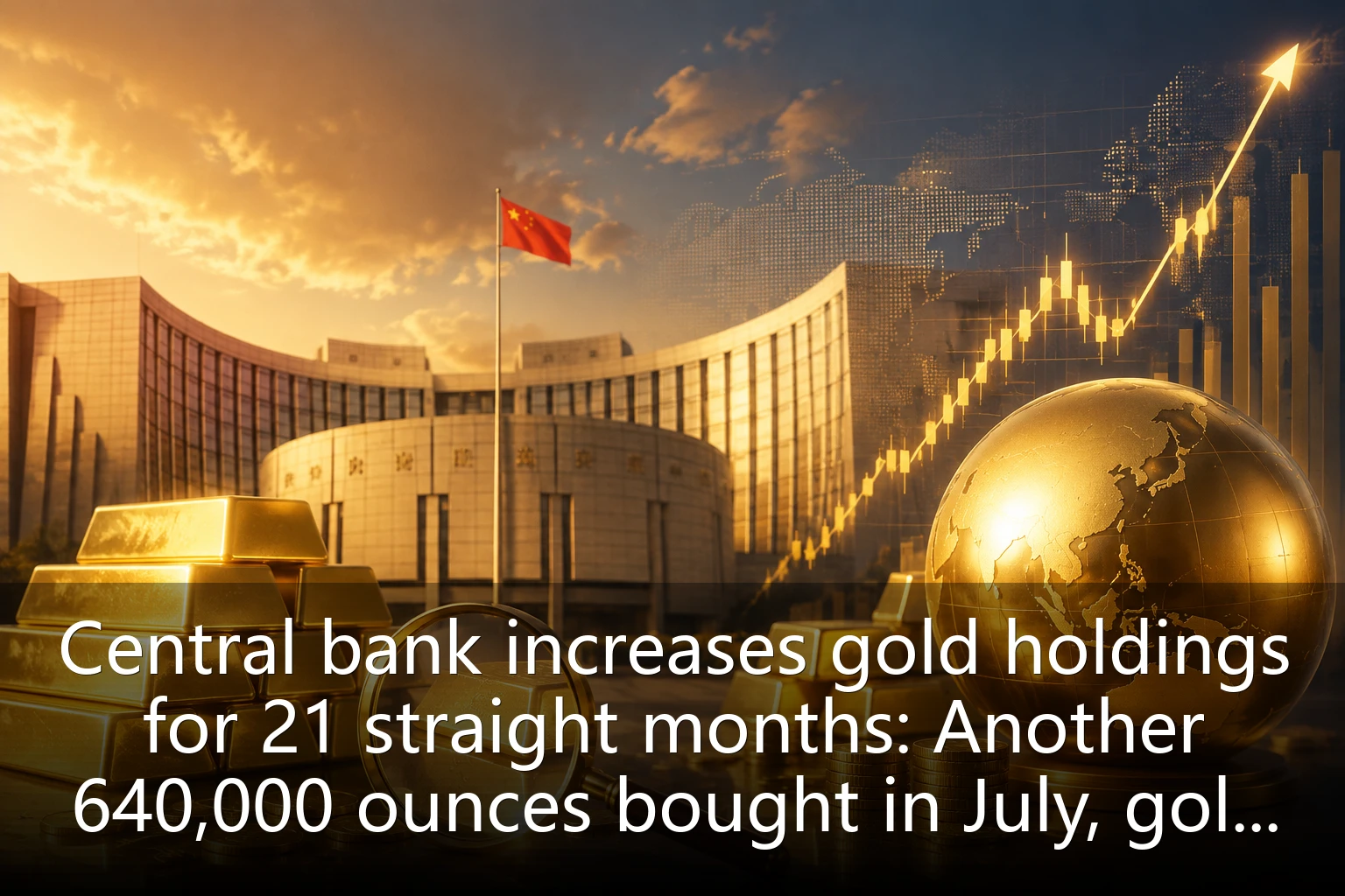 Central bank increases gold holdings for 21 straight months: Another 640,000 ounces bought in July, gold price back above $4,300