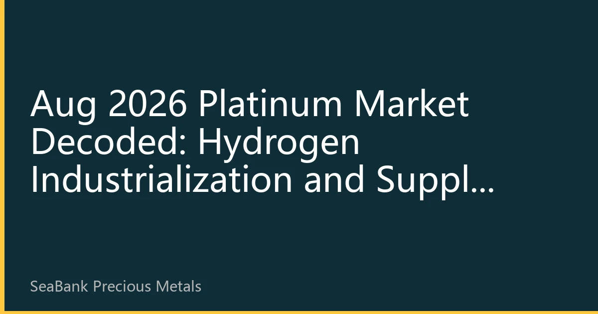 Aug 2026 Platinum Market Decoded: Hydrogen Industrialization and Supply Contraction Resonate, Platinum Starts Value Reassessment